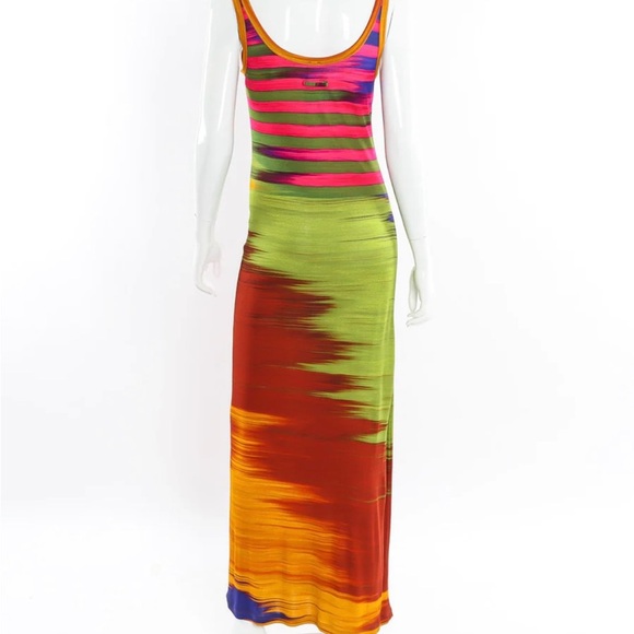 Jean Paul Gaultier Soleil Maxi Dress Fuzzi Striped Tank Sleeveless Jersey Medium - Picture 5 of 14